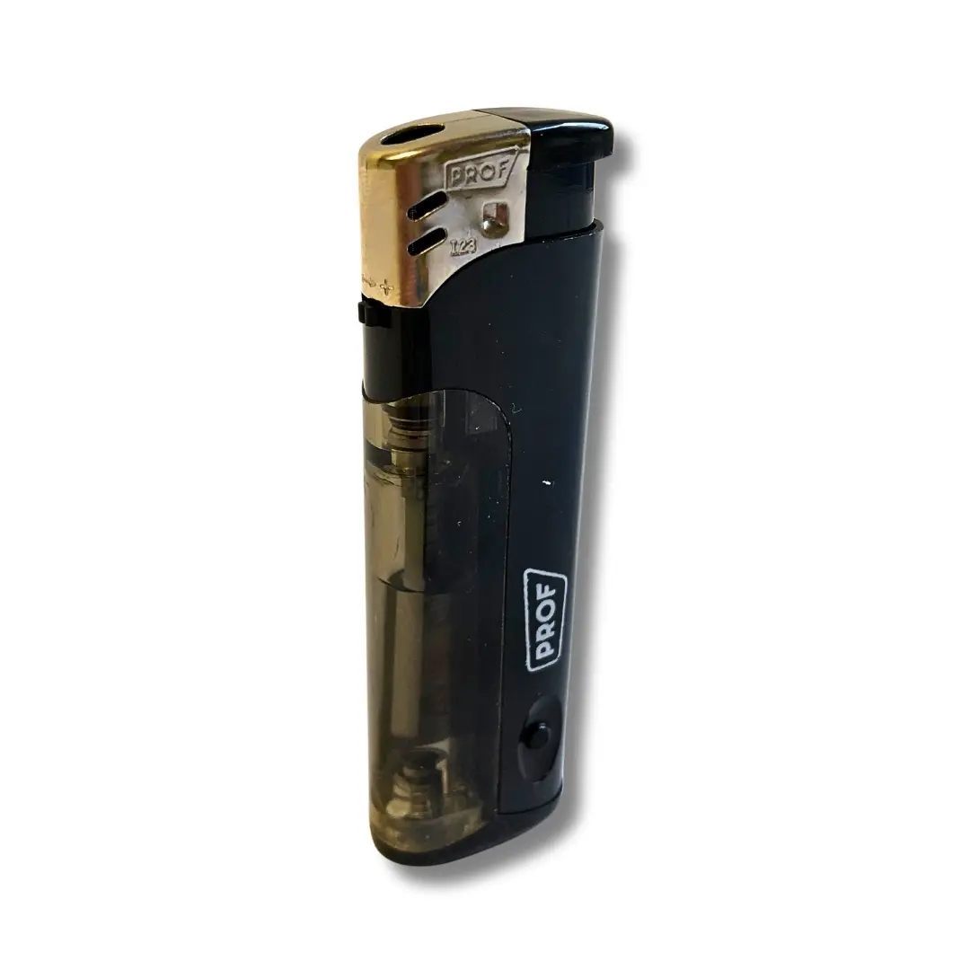 Prof Feuerzeug Elektro mit Licht Silber Schwarz