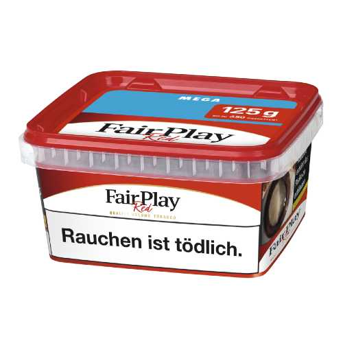 Fair Play Red Stopftabak - Wiederverschließbare 115g Mega Box für maximale Ergiebigkeit