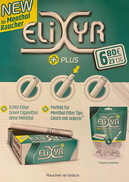 16 x Elixyr Zigaretten XL + 400 Elixyr Tips (Energy) Menthol-Filtertips. Wein