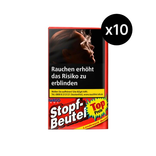 Bundle Fargo Stopf-Beutel Rot Tabak 10x 30g Pouches. 300g kräftiger Blend für eine makellose Abbrand-Thermodynamik und höchste Stopf- und Dreheffizienz.