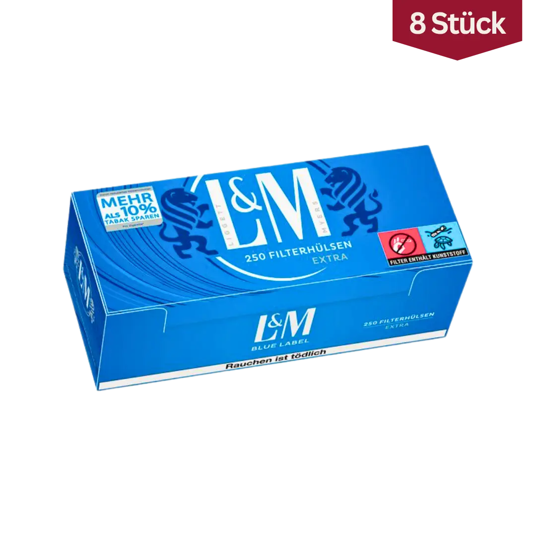 Bundle: L&M Blue Filterhülsen Extra Size (8x250 Stück)