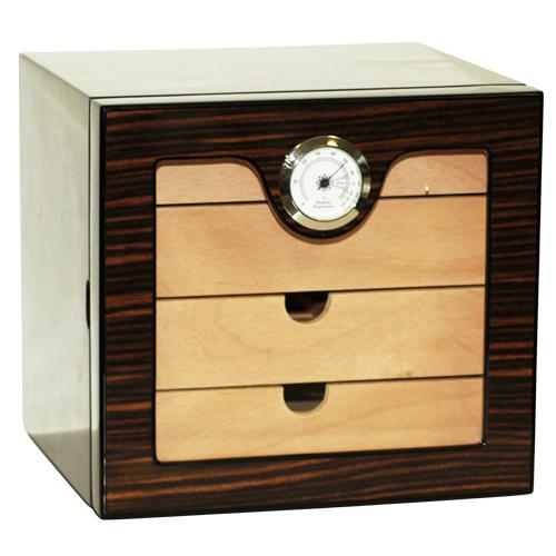 Humidor - Schrank aus braunem Holz (4 Schulbladen)