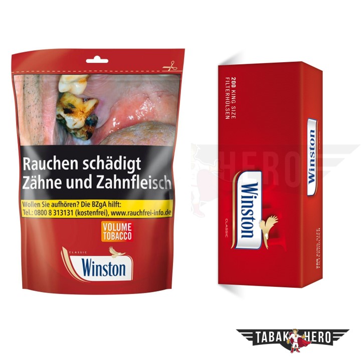 Bundle: Winston Red Stopftabak (105g) + Winston Hülsen King Size (200 Stück)