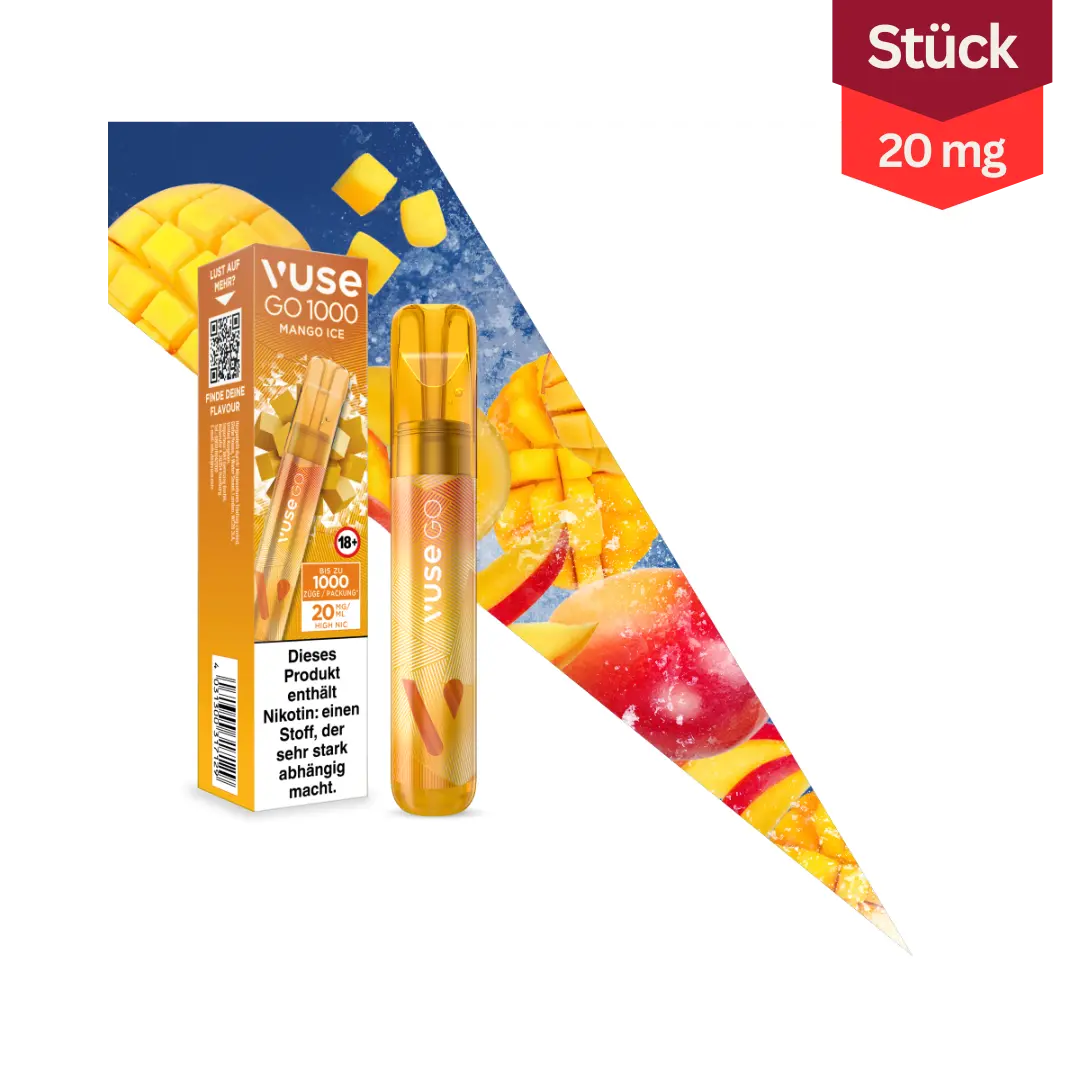 Vuse GO 1000 Mango Ice Vape Einweg E-Zigarette 20mg Vuse GO 1000 Mango Ice Vape Einweg E-Zigarette 20mg