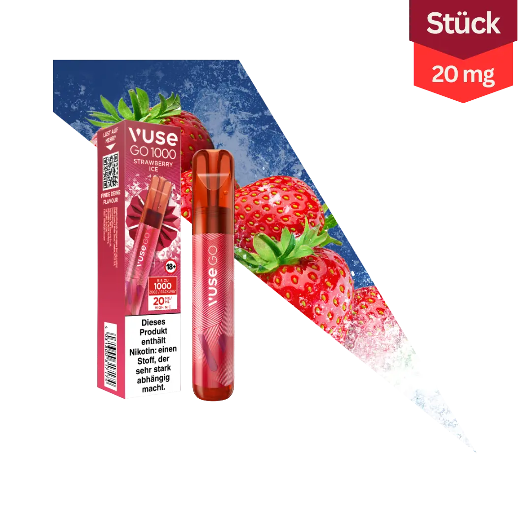 Vuse GO 1000 Strawberry Ice Vape Einweg E-Zigarette 20mg Vuse GO 1000 Strawberry Ice Vape Einweg E-Zigarette 20mg