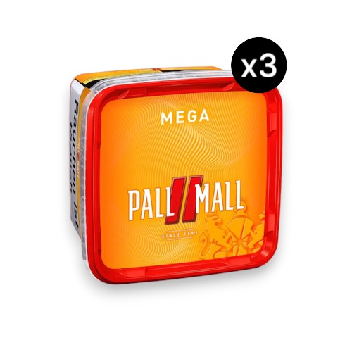 Bundle mit Pall Mall Allround Red Stopftabak 3x 145g Eimer. Expandierte American-Blend-Faser-Architektur für makellose Thermodynamik und höchste Stopfeffizienz.