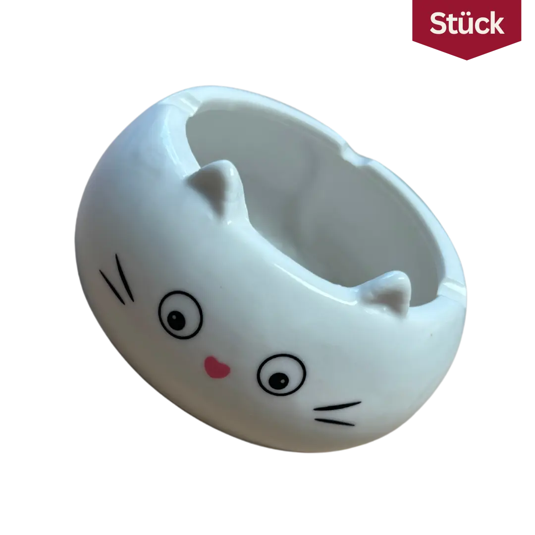 Aschenbecher Katze Weiss