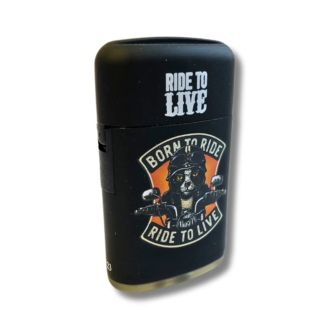 Prof Sturmfeuerzeug Jetflame Born To Ride Ride To Live Kater Schwarz