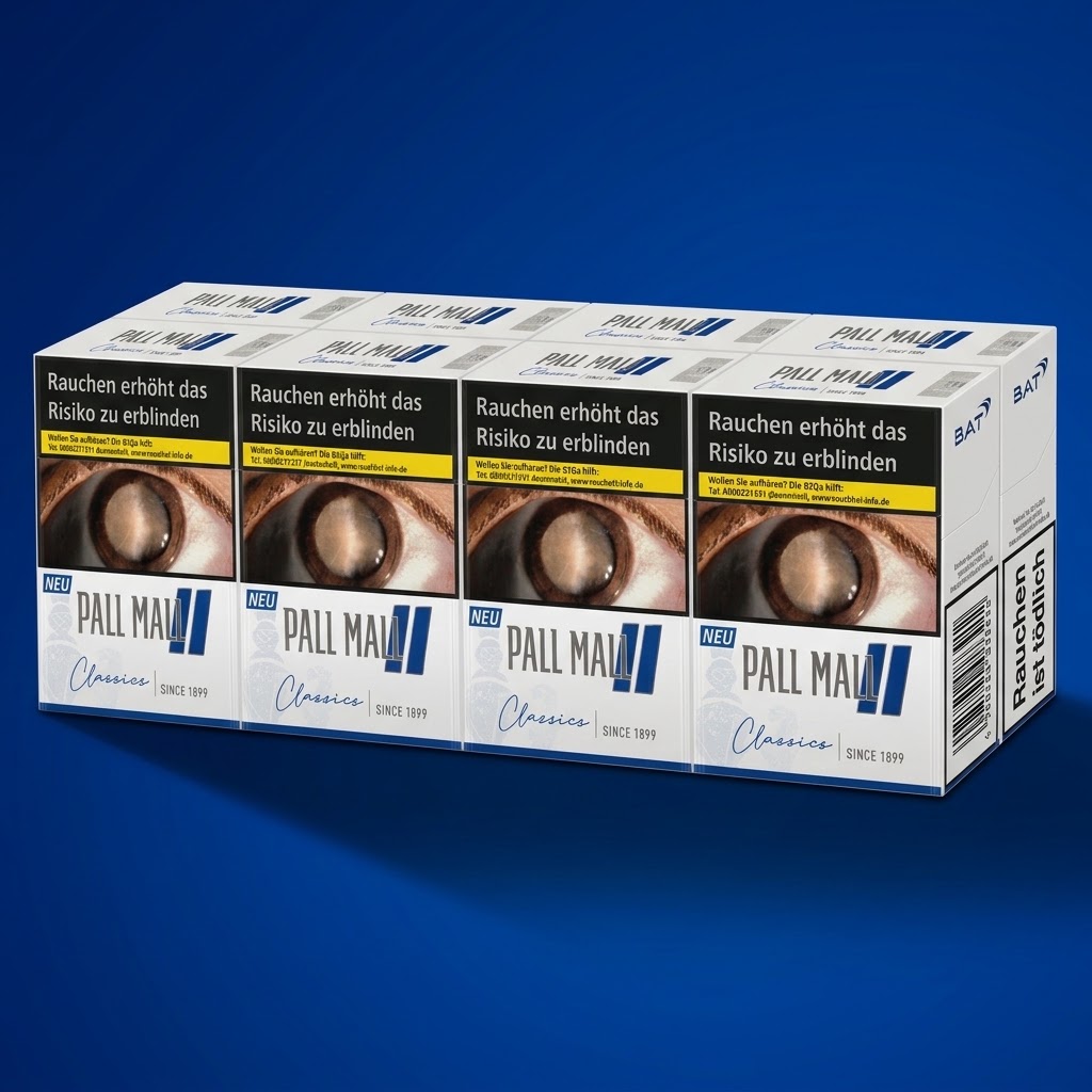 Pall Mall Classics Blue XXL Stange mit 8 Super Box Schachteln à 28 Filterzigaretten