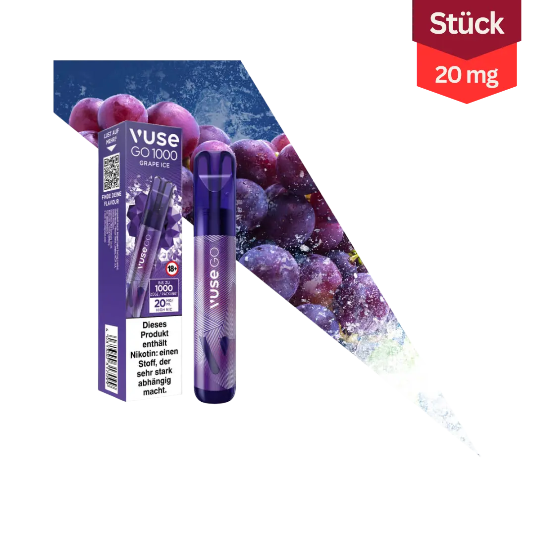 Vuse GO 1000 Grape Ice Vape Einweg E-Zigarette 20mg Vuse GO 1000 Grape Ice Vape Einweg E-Zigarette 20mg