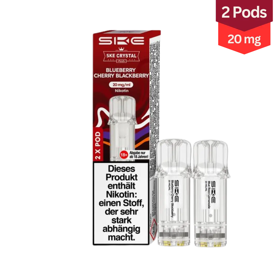 SKE Crystal Plus Blueberry Cherry Blackberry Vape Pods 20mg (1x2 Stück)