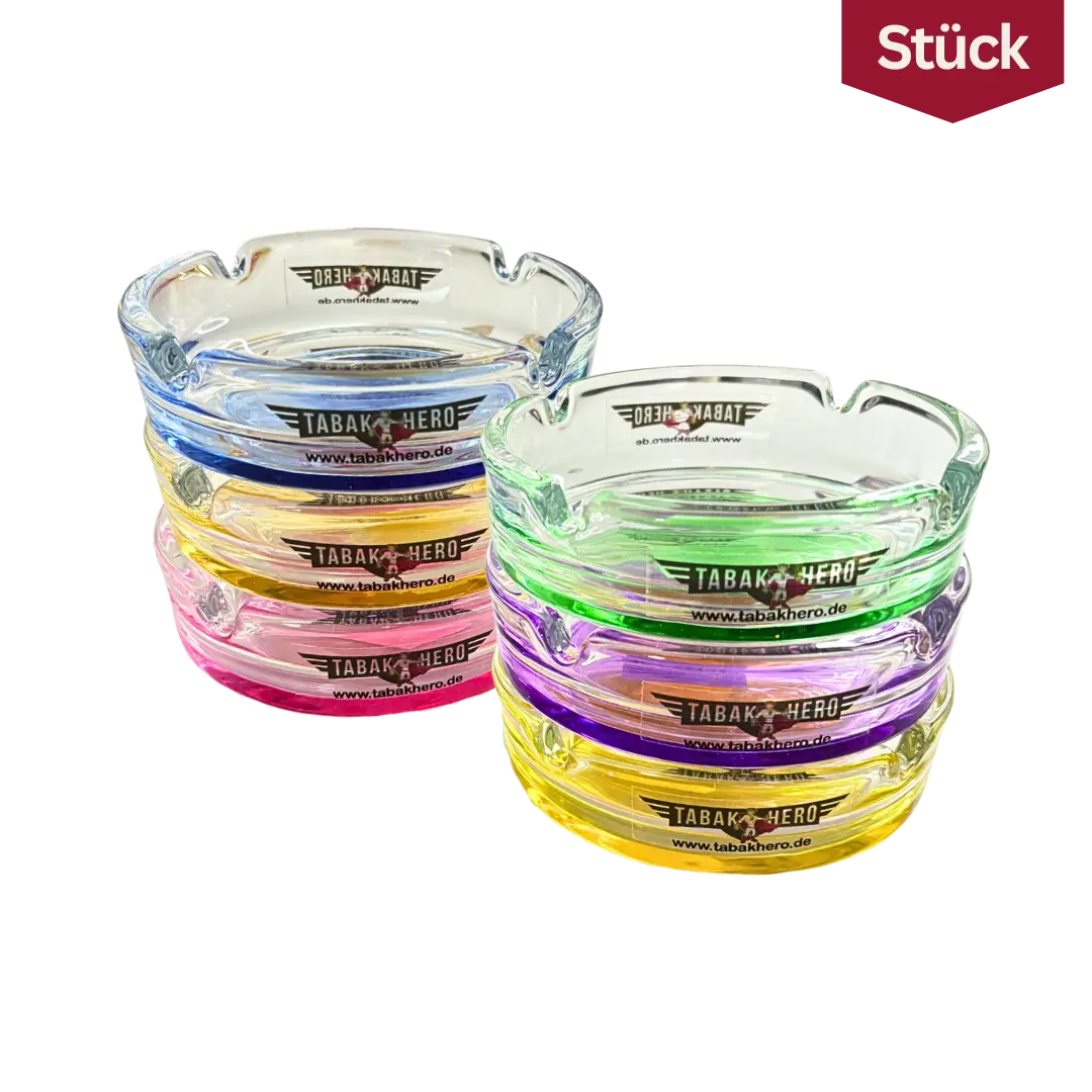 Tabakhero Aschenbecher Glas Bunt Zufall