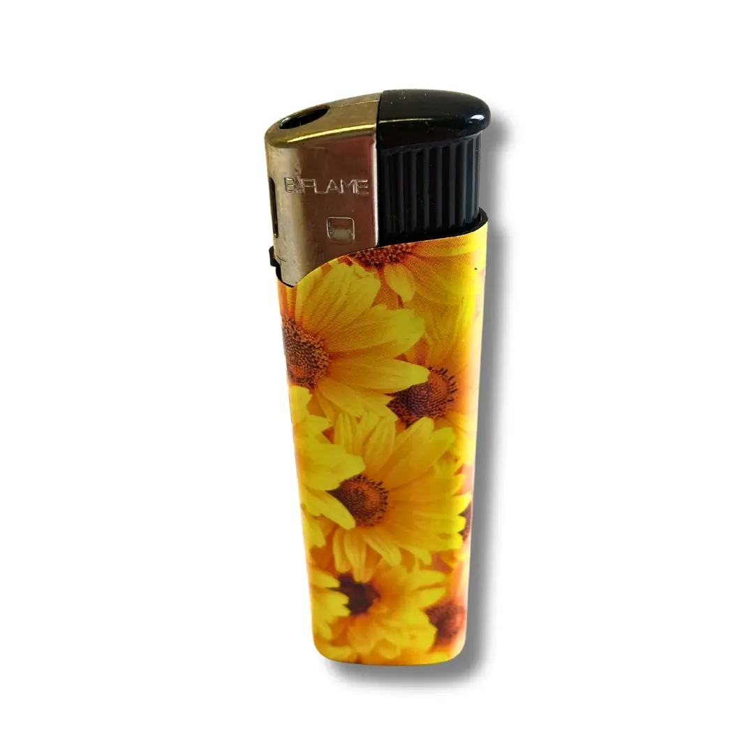 B Flame Feuerzeug Elektro Blumen Gelb