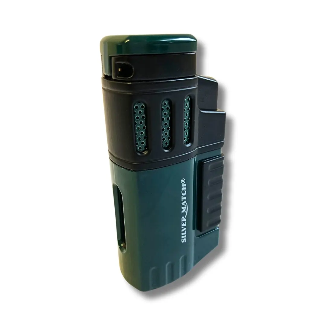 Silver Match Sturmfeuerzeug Quad Jetflame Metall Schwarz Gruen