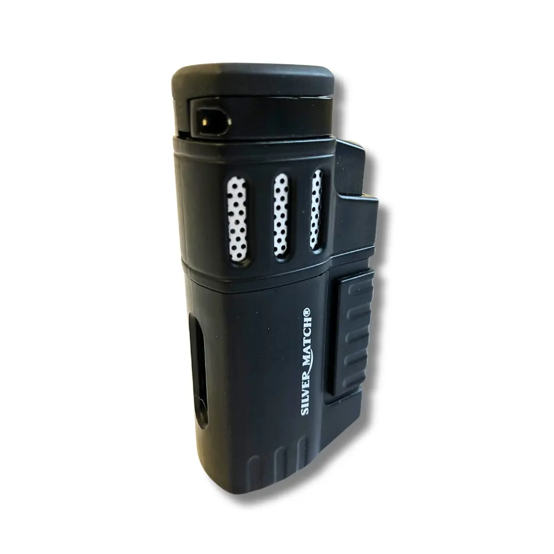 Silver Match Sturmfeuerzeug Quad Jetflame Metall Schwarz