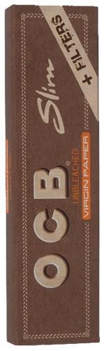 OCB Unbleached Slim+Filter Tips Drehpapier/ Blättchen/ Zigarettenpapier 32 Blatt
