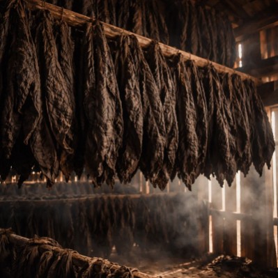 Kentucky Tabak – dunkle fire-cured Tabakblätter im Trocknungshaus