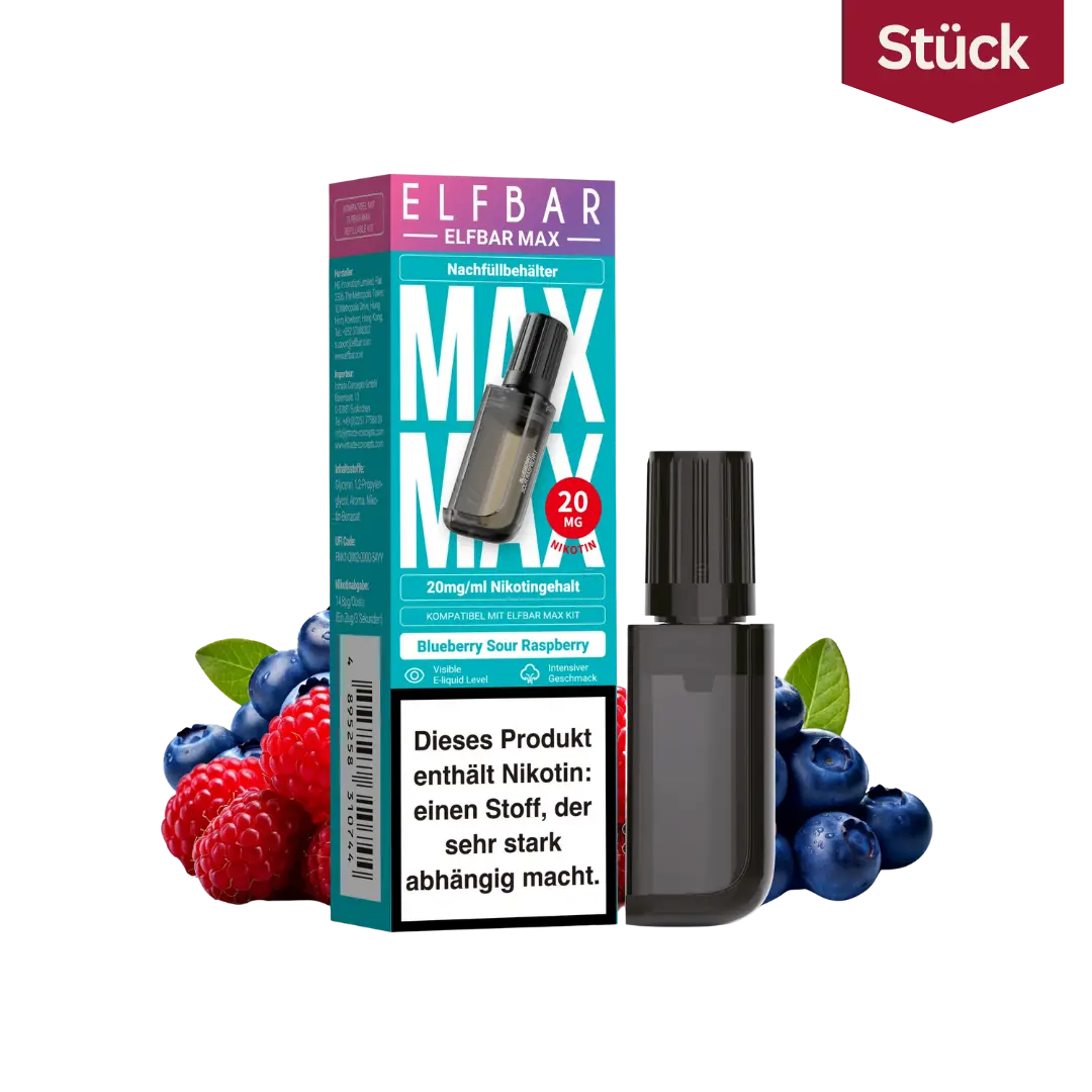 Elfbar Max Nachfuellbehaelter Blueberry Sour Raspberry 20mg