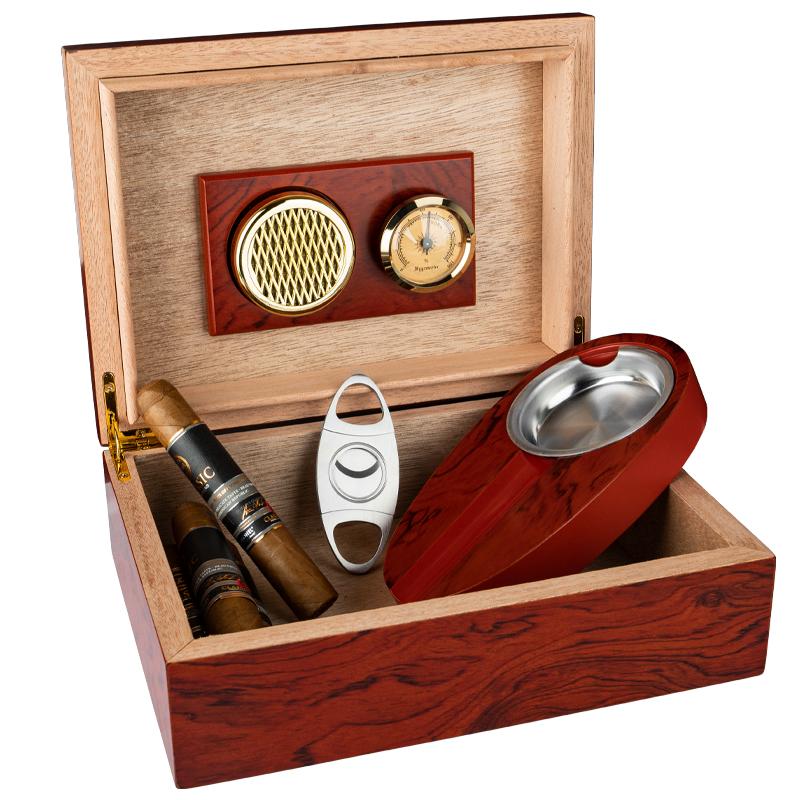 Humidor - Set aus rotem Holz