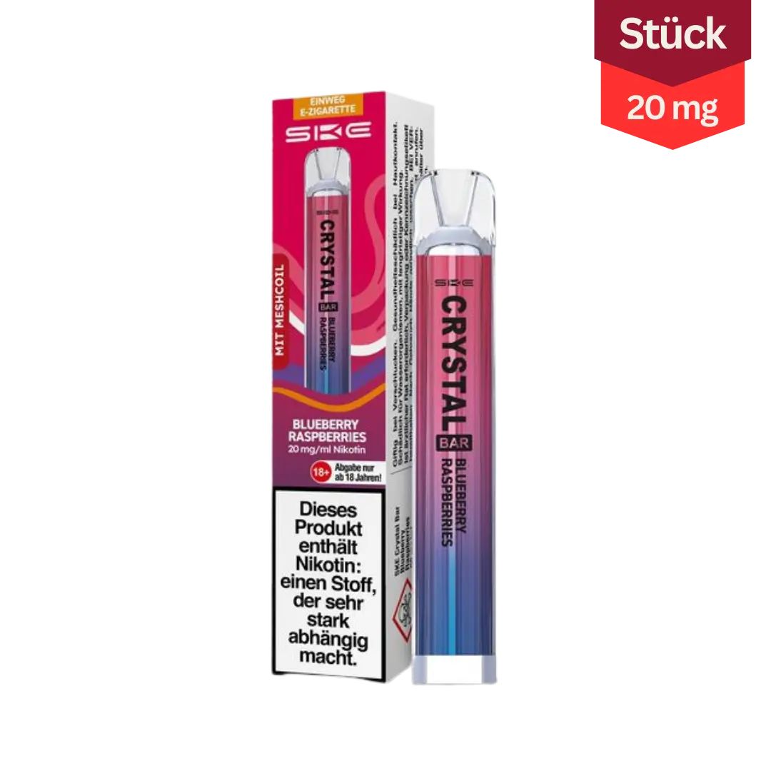 Crystal Blueberry Raspberry SKE Crystal Bar Blueberry Raspberry Vape Einweg E-Zigarette 20mg ...