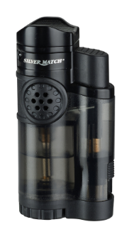 Sturmfeuerzeug Triple Jetflame mit Zigarrenpuncher und Ablage Schwarz