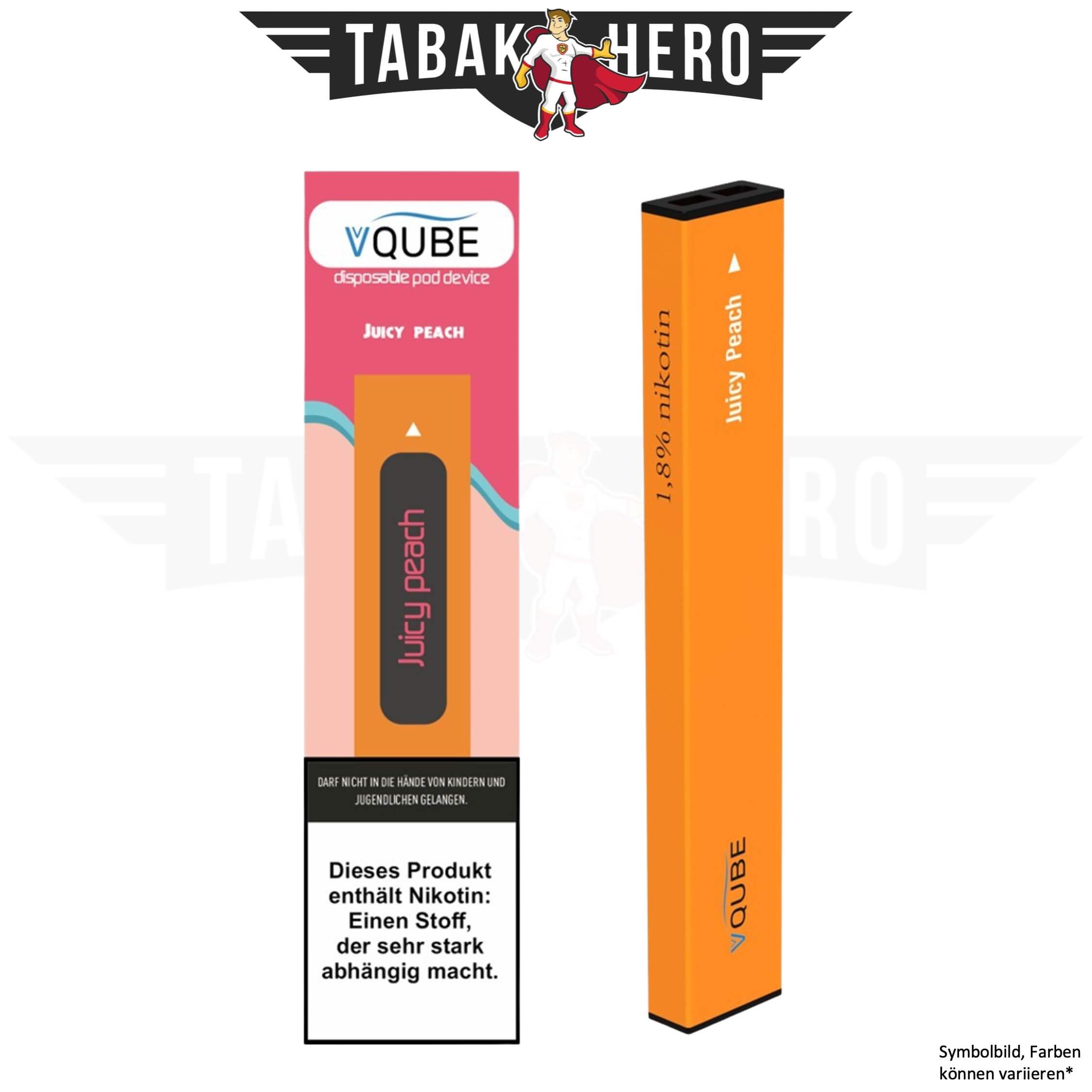 5x VQUBE E-Shisha 2GO Juicy Peach Einweg Shisha bis zu 350 Züge