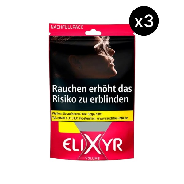 Roter Beutel Elixyr Red Volume Volumentabak Nachfüllpack 3er Bundle