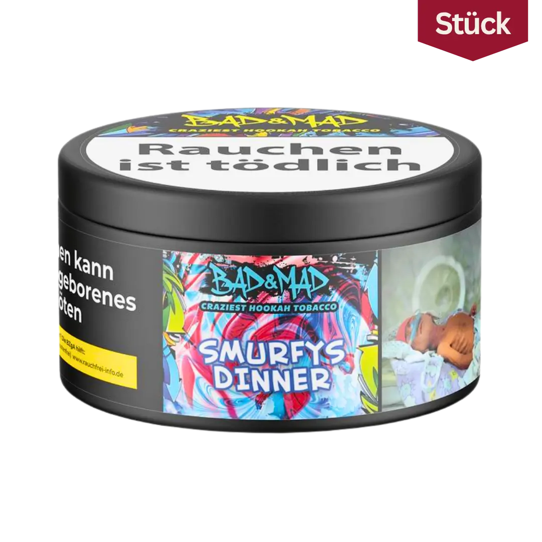 Bad Mad Smurfys Dinner Waldbeere Bonbon Tabak Shishatabak