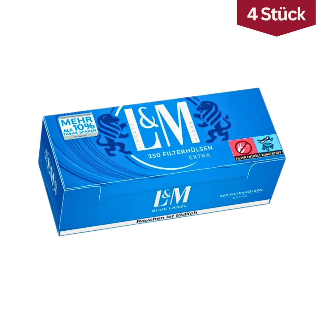 Bundle: L&M Blue Filterhülsen Extra Size (4x250 Stück)