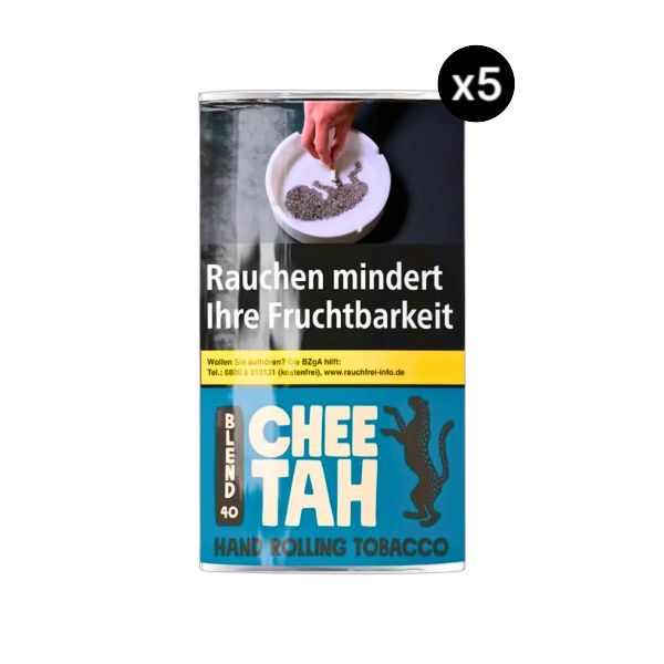 5er Bundle Chee Tah Blend 40 Blue Hand Rolling Tobacco Feinschnitt Pouches