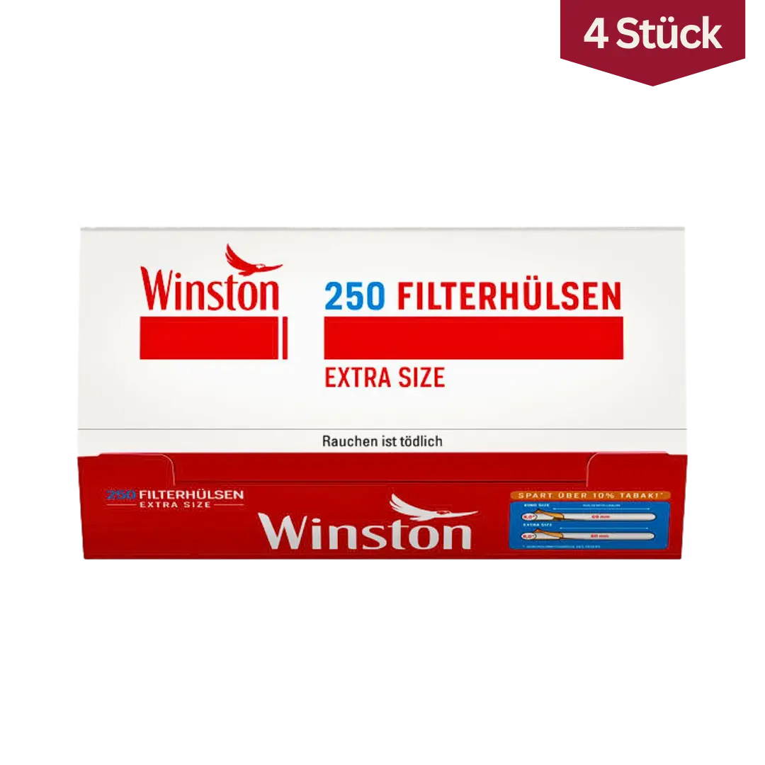 Bundle: Winston Red Filterhülsen Extra Size (4x250 Stück)