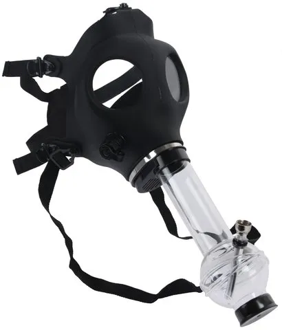 Gasmasken Bong schwarz transparent 18cm