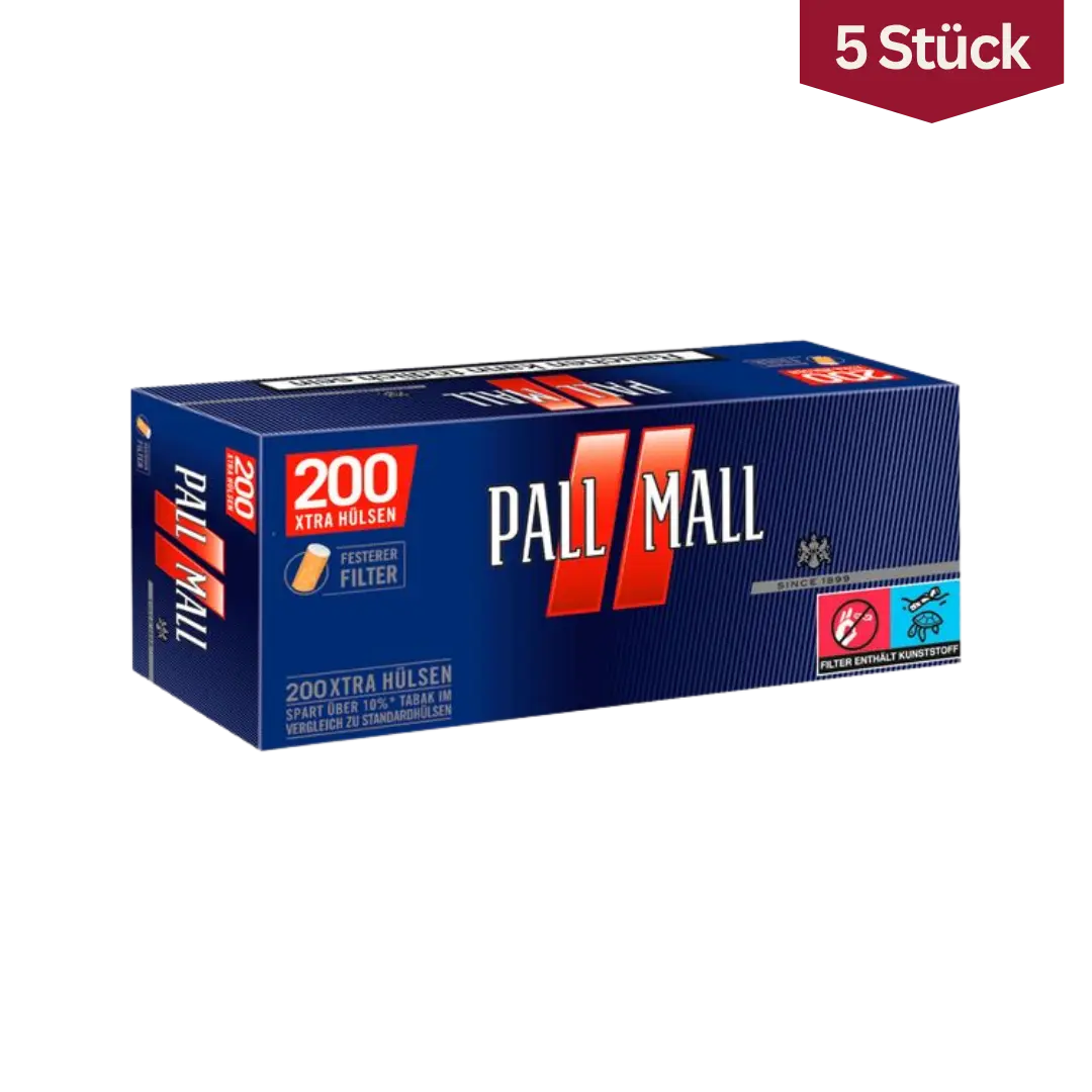 Bundle: Pall Mall Red Filterhülsen Extra Size (5x200 Stück)
