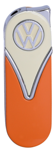 VW Volkswagen Metall Feuerzeug Kraftsoffanzeige Beige Orange