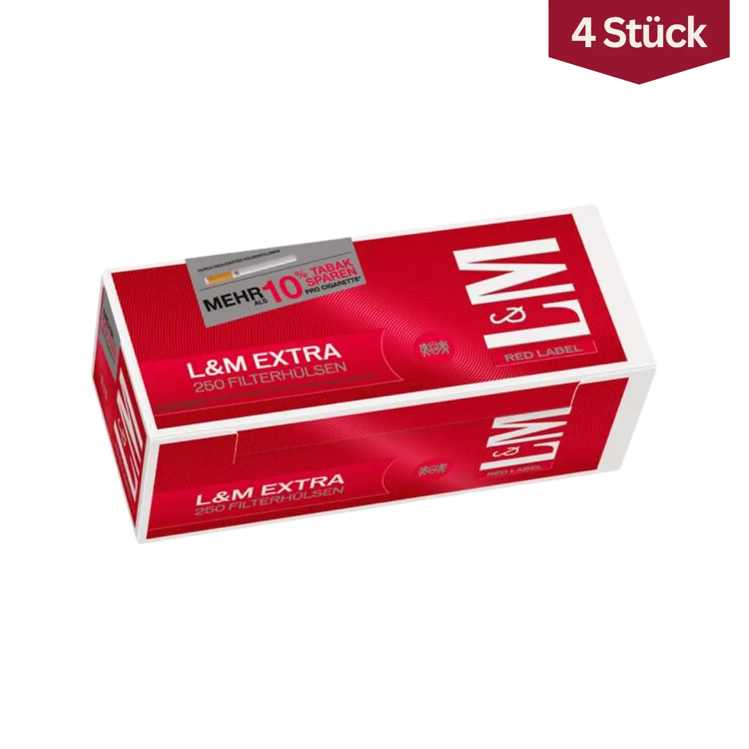 Bundle: L&M Red Filterhülsen Extra Size (4x250 Stück)