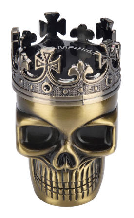 Grinder Metall Totenkopf Gold mit Haizähnen (Ø 46mm / 3 Teilig)