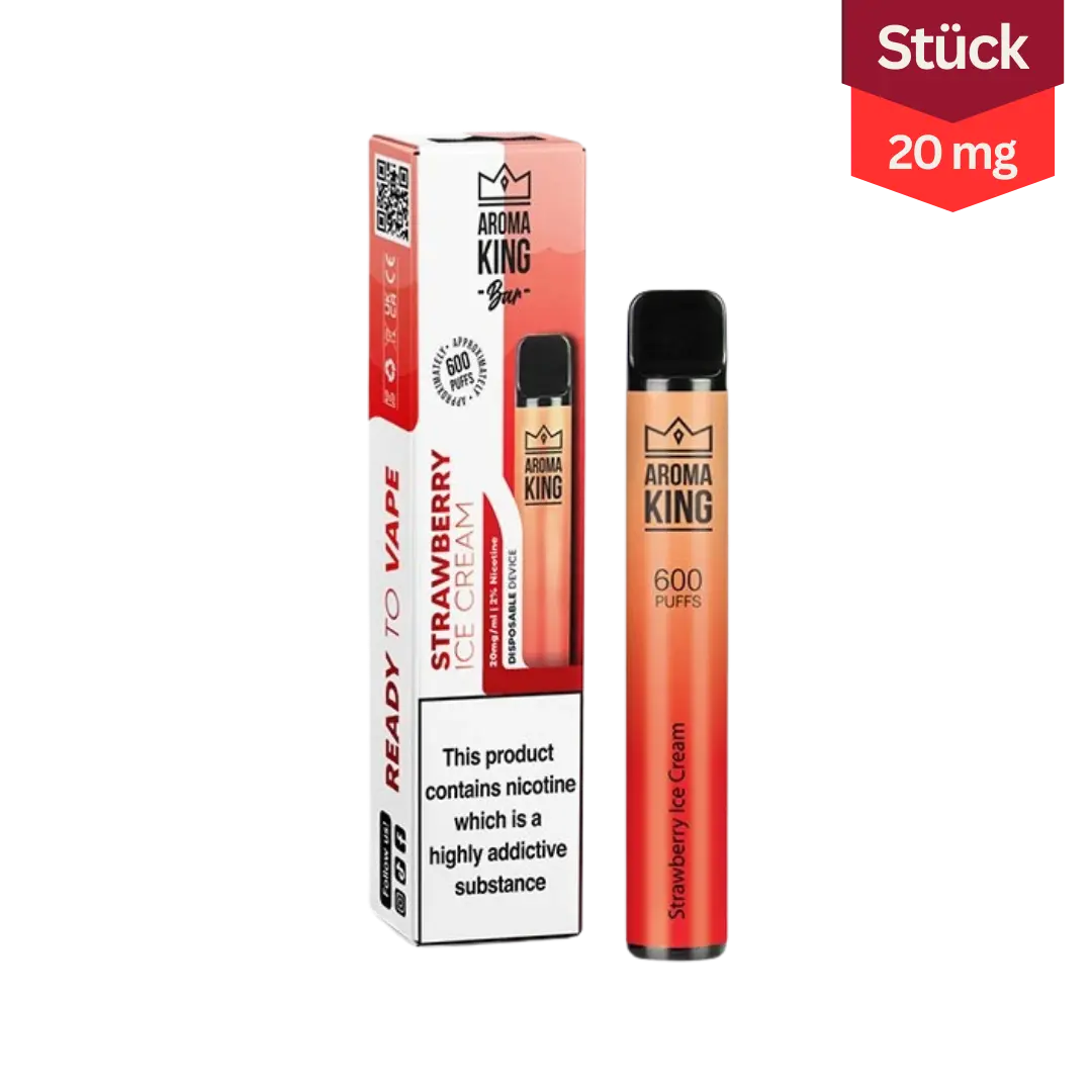 Aroma King Bar Strawberry Ice Cream Vape Einweg E-Zigarette 20mg