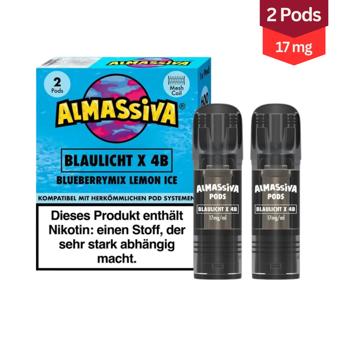 Al Massiva Blaulicht X 4B Blueberrymix Lemon Ice Vape Pods 17mg