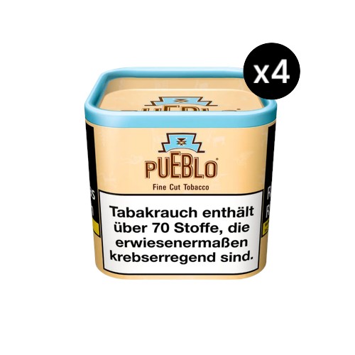 Pueblo Classic Tabak Feinschnitt Bundle 4x 100g Dosen Vorratspackung ohne Zusätze Virginia Blend
