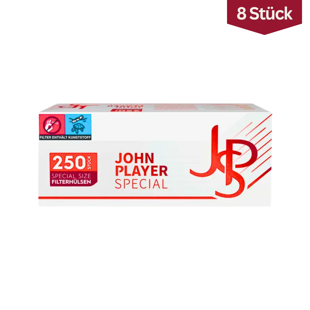 Bundle: JPS John Player Special Red Zigarettenhülsen Extra Size (8x250 Stück)