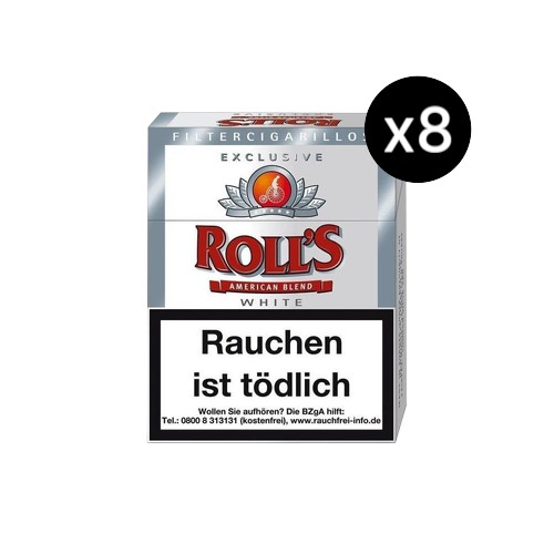 Rolls Exclusive White Zigarillos Stange 8x 23 Stück Vorratspackung milde Filterzigarillos