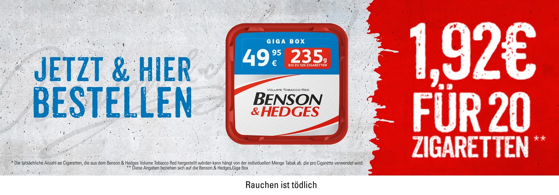 Tabakhero Benson Hedges Banner 10_25