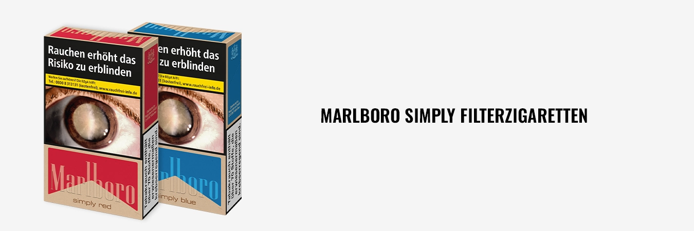 Marlboro Simply Red und Simply Blue Filterzigaretten – zusatzstofffreie Packungen