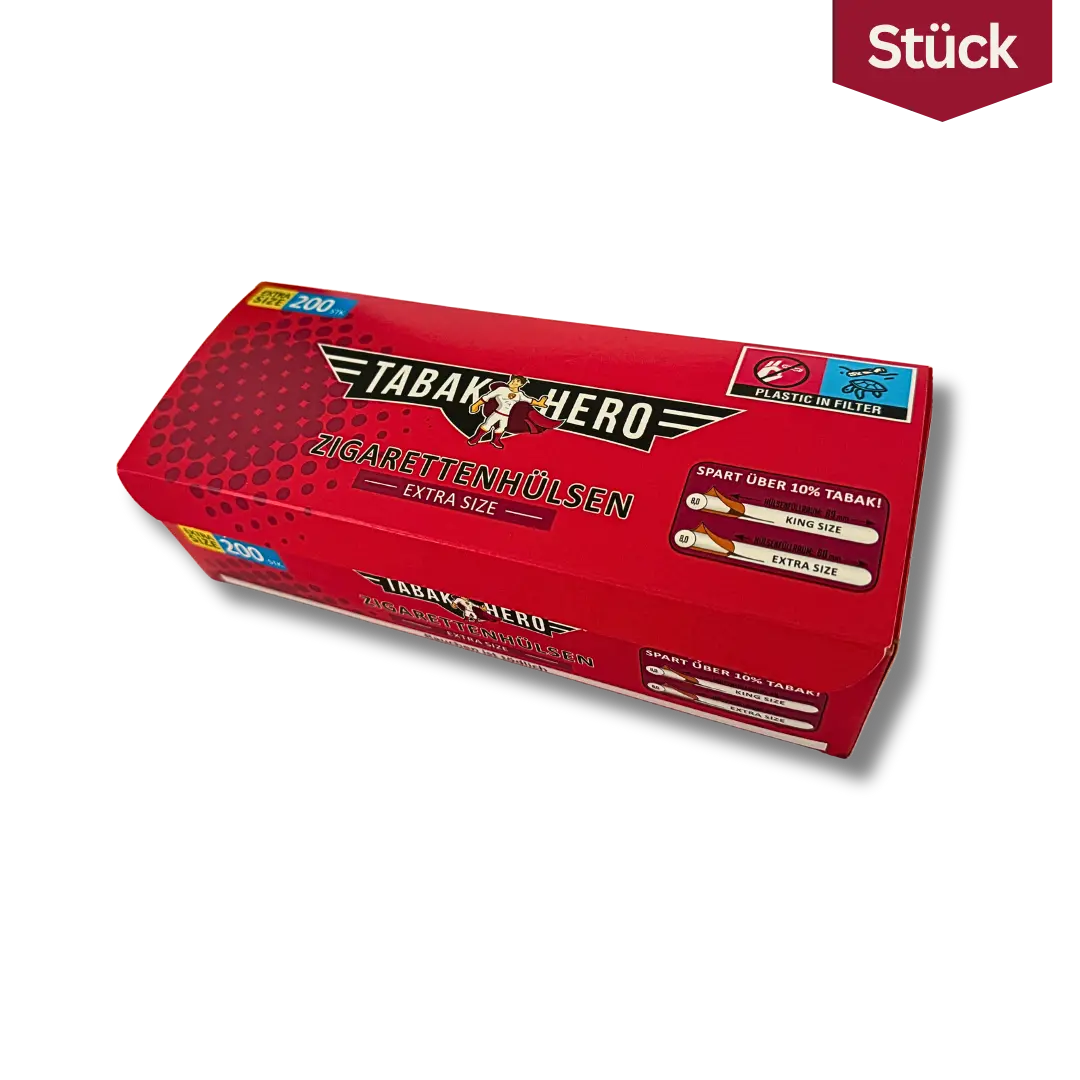 Tabakhero Zigaretten Hülsen Extra Size (200 Stück)