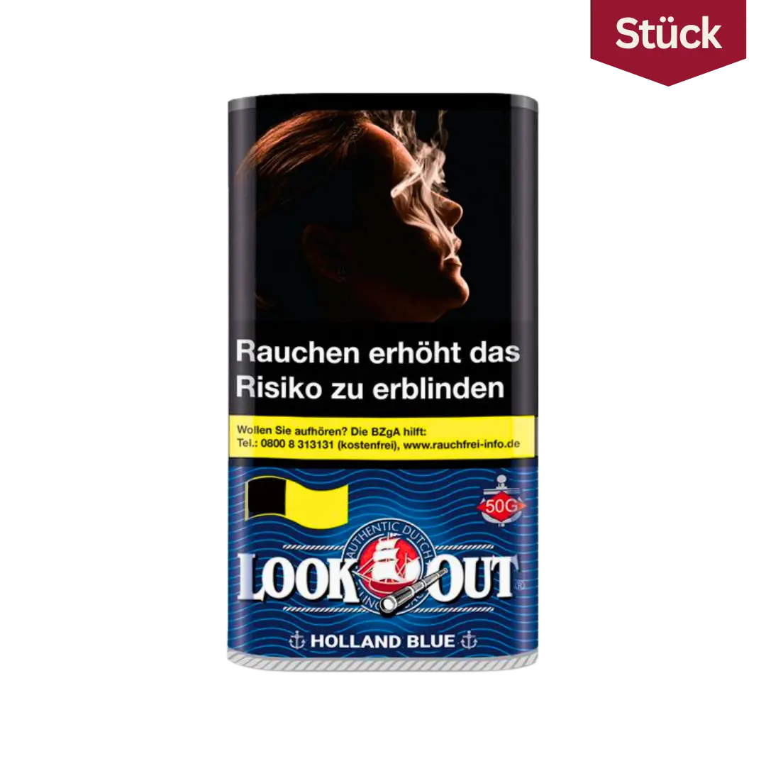 Look Out Holland Blue Halfzware Tabak Feinschnitt Pouch (50g)