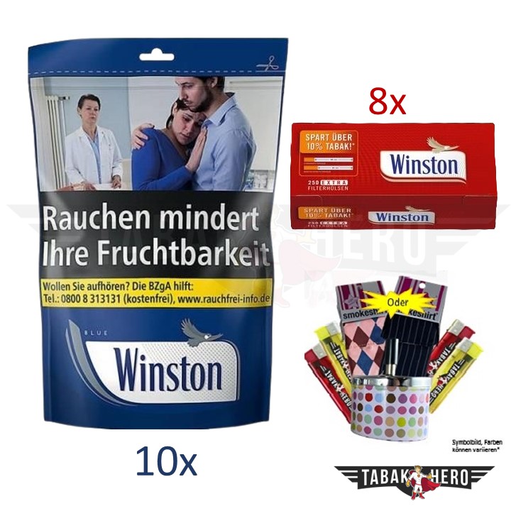 !ALTPREIS! - 10x Winston Blue Zip 110g, 8x Winston Extra Hülsen 250, 4x ...