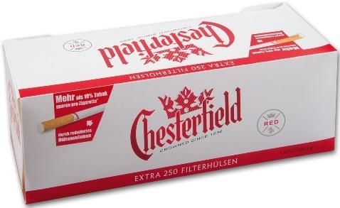 Chesterfield Red Extra Hülsen/Zigarettenhülsen 250 Stück 