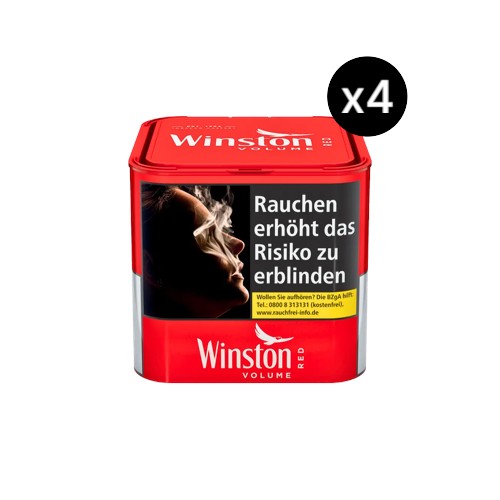 Bundle Winston Red Stopftabak 4x 36g Dose. Kräftiger American Blend für eine makellose Abbrand-Thermodynamik und höchste Effizienz. Insgesamt 144g Tabak.