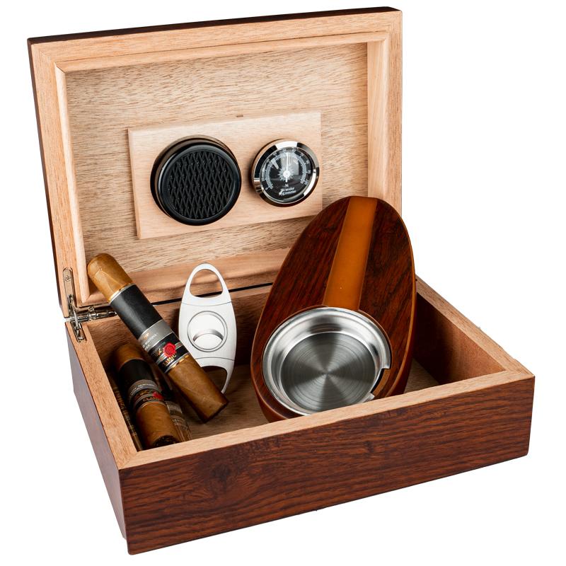  Humidor - Set aus Holz und Stahl