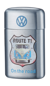 VW Volkswagen Metall Feuerzeug On The Road Blau